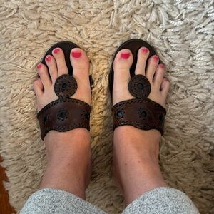 Rare Jack Rogers Size 8.5 Dark Brown Leather